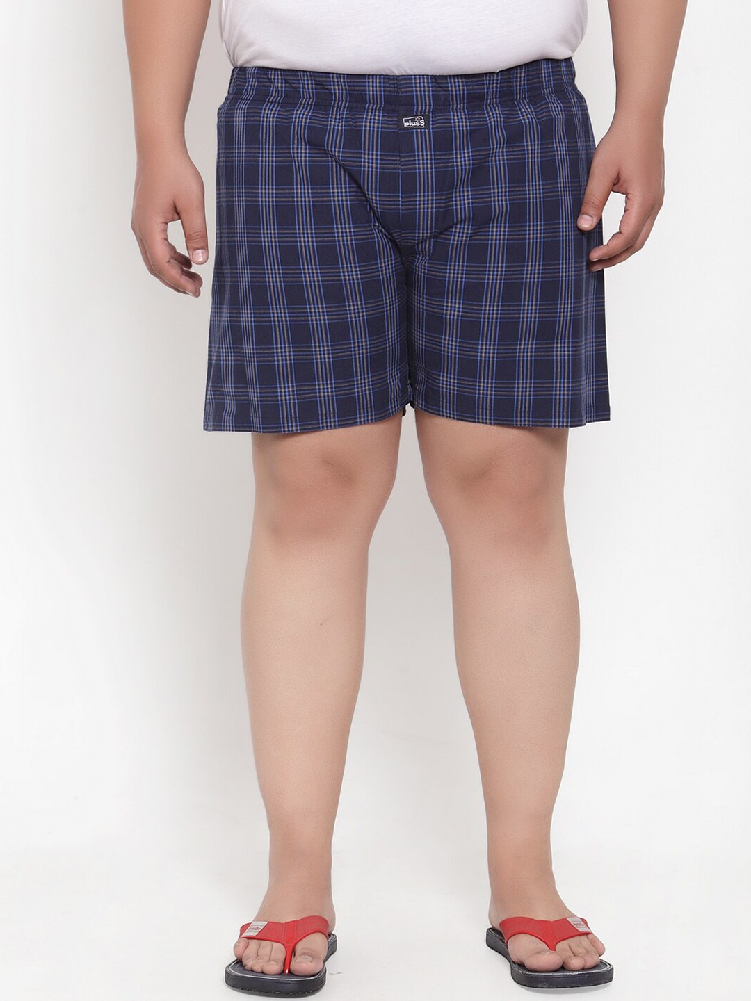 

plusS Men Blue Checked Pure Cotton Boxers