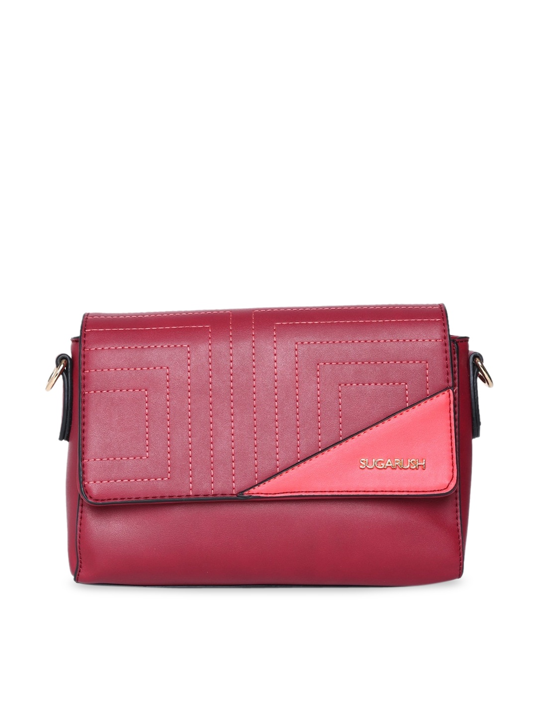 

Sugarush Maroon & Pink Colourblocked Sling Bag