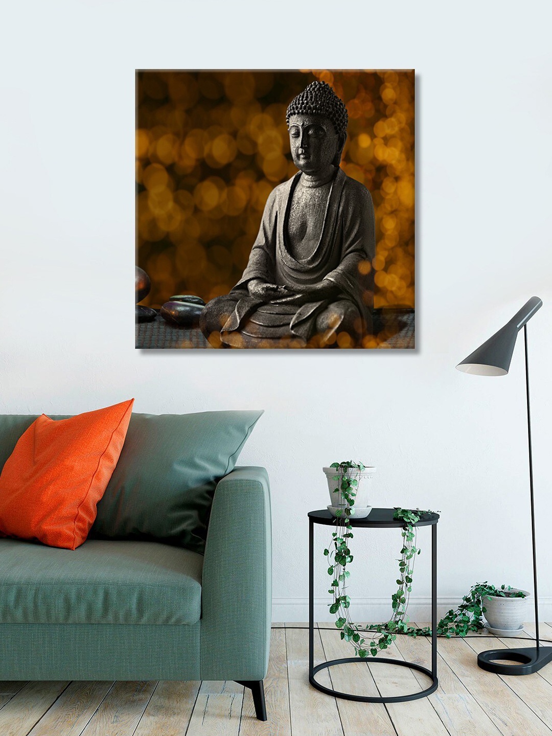 

999Store Brown Printed Buddha Canvas Wall Art