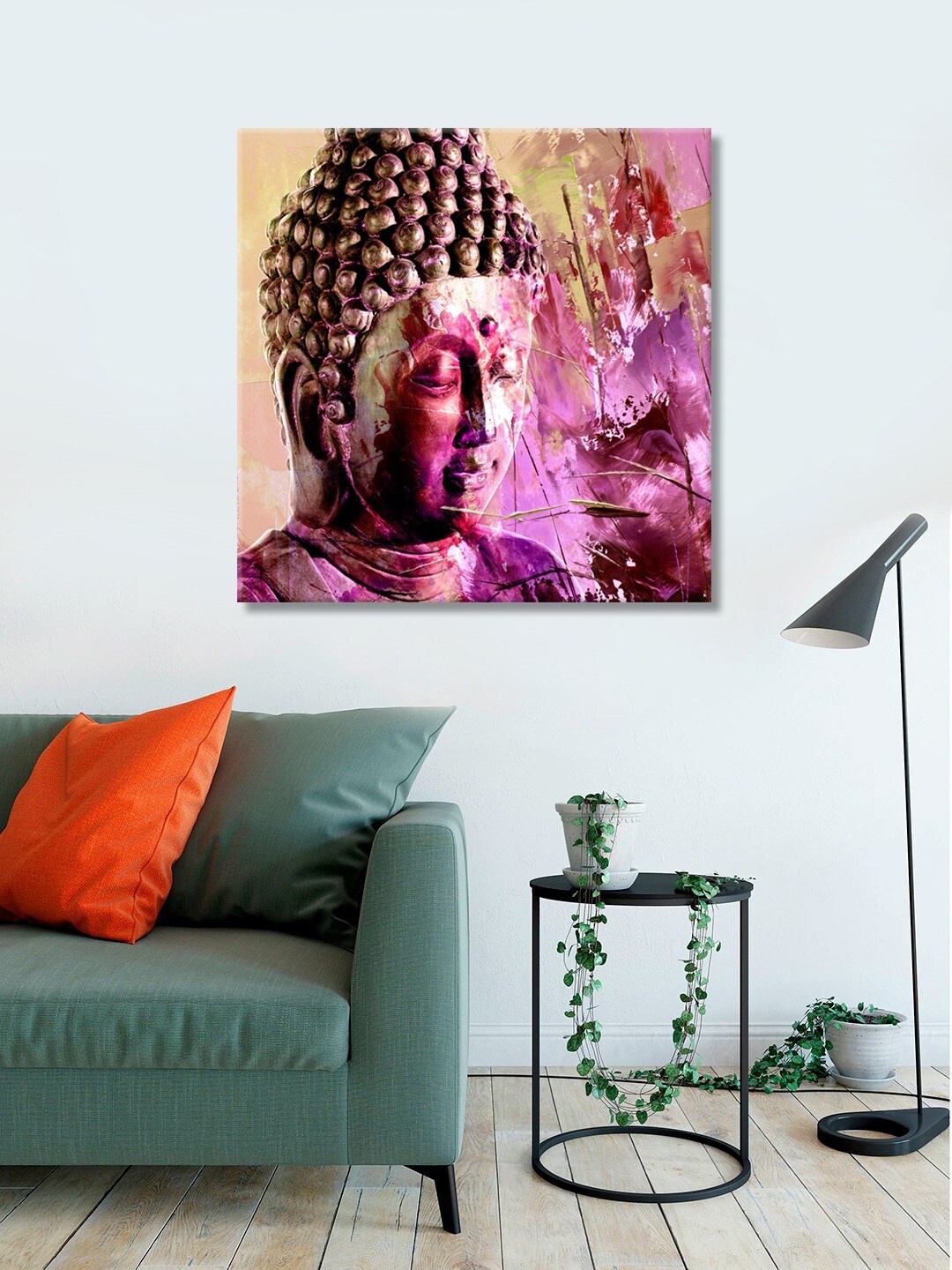 

999Store Purple & Gold-Colored Buddha Face Wall Painting