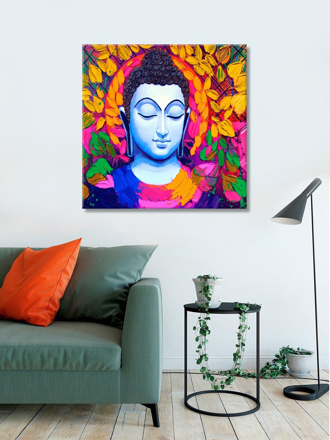 

999Store Blue & Yellow Lord Buddha Canvas Wall Art