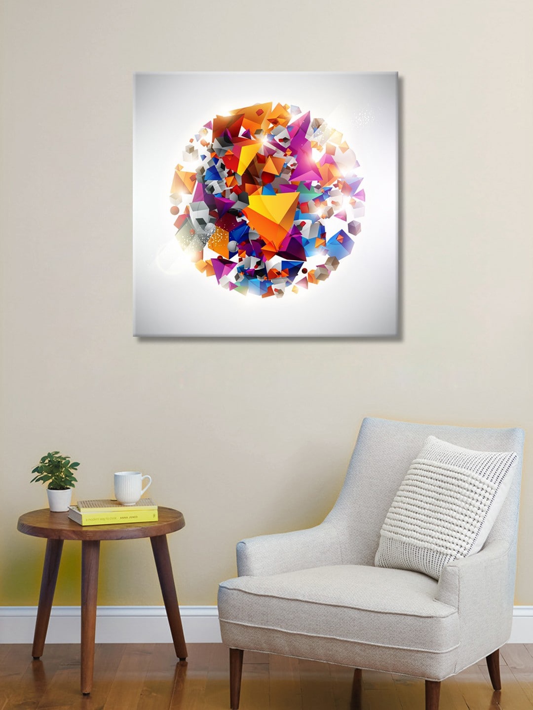 

999Store Yellow & White Digitally Printed Wall Art