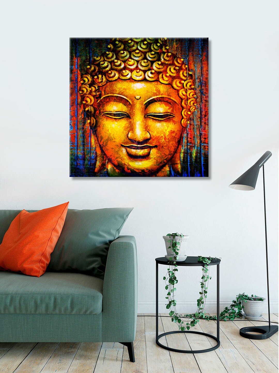 

999Store Gold & Blue Buddha Face Wall Painting