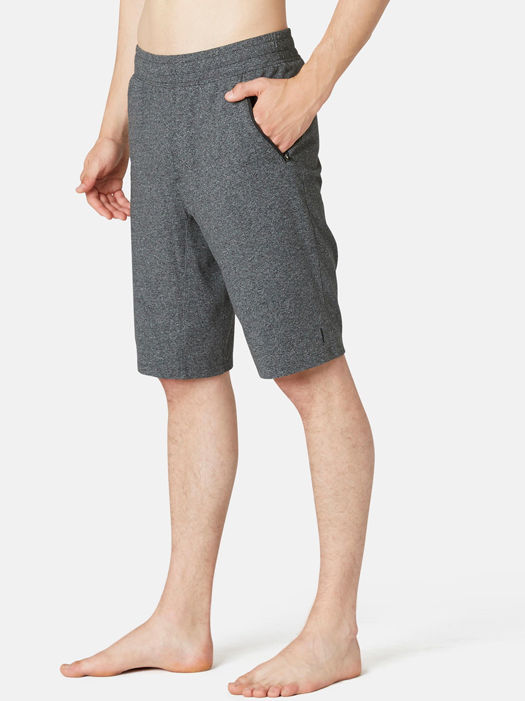 

NYAMBA By Decathlon Men Grey Solid Slim Fit Pilates Shorts