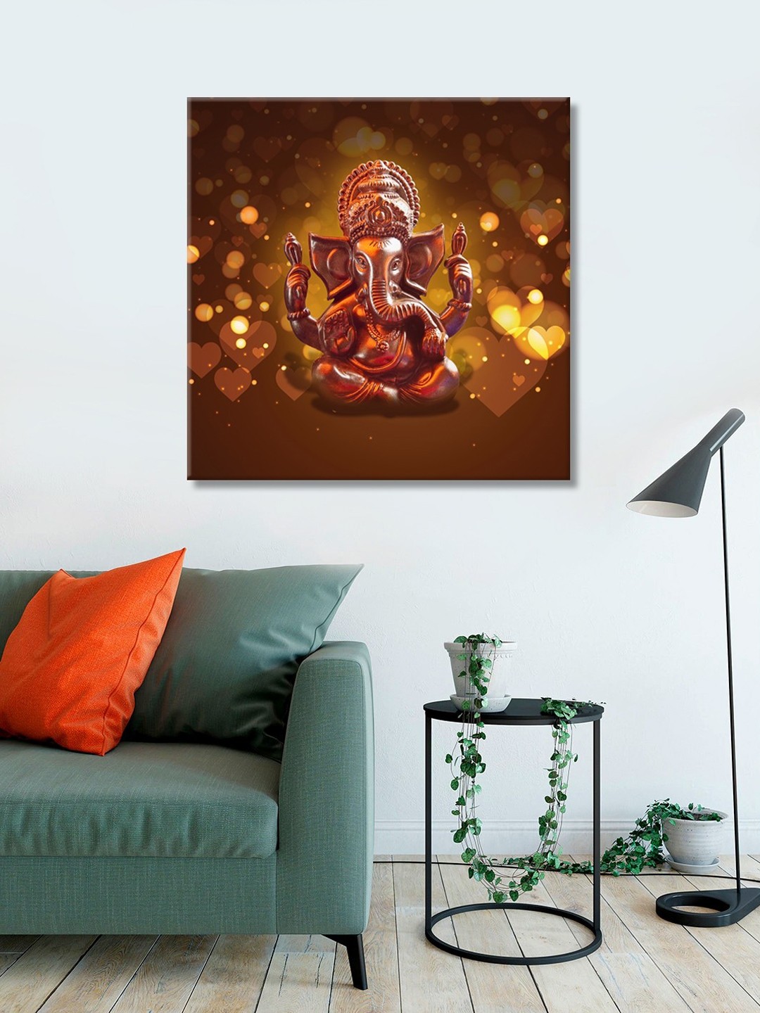 

999Store Brown Printed Lord Ganesha Canvas Wall Art