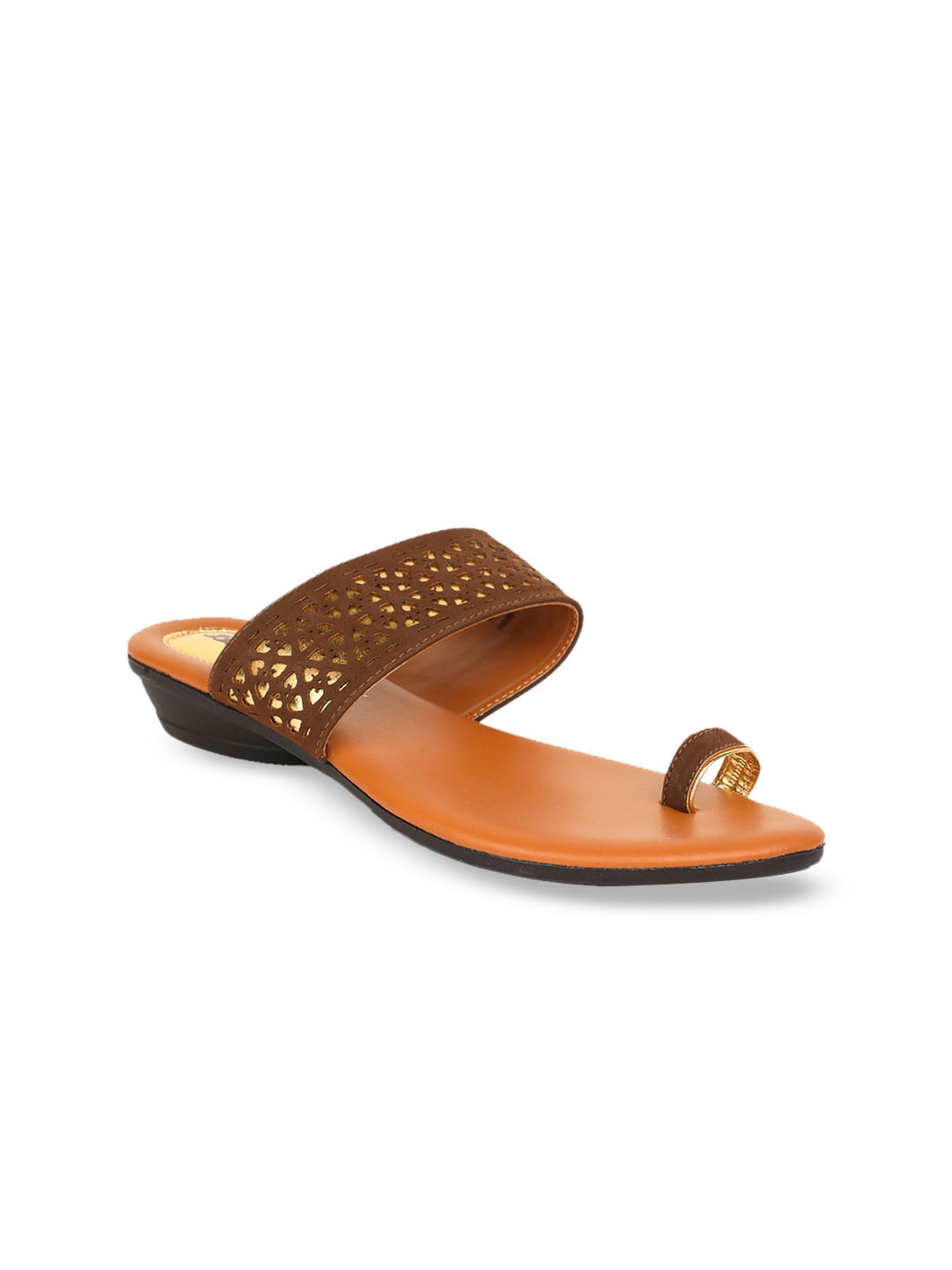 

Bata Women Brown Textured PU One Toe Flats