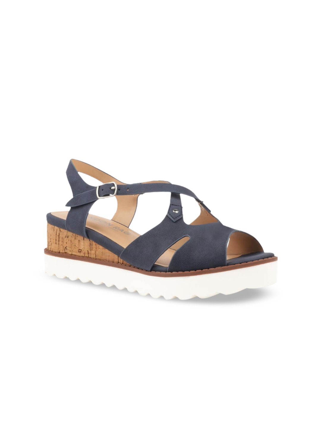 

London Rag Women Navy Blue & Off-White Solid Wedges