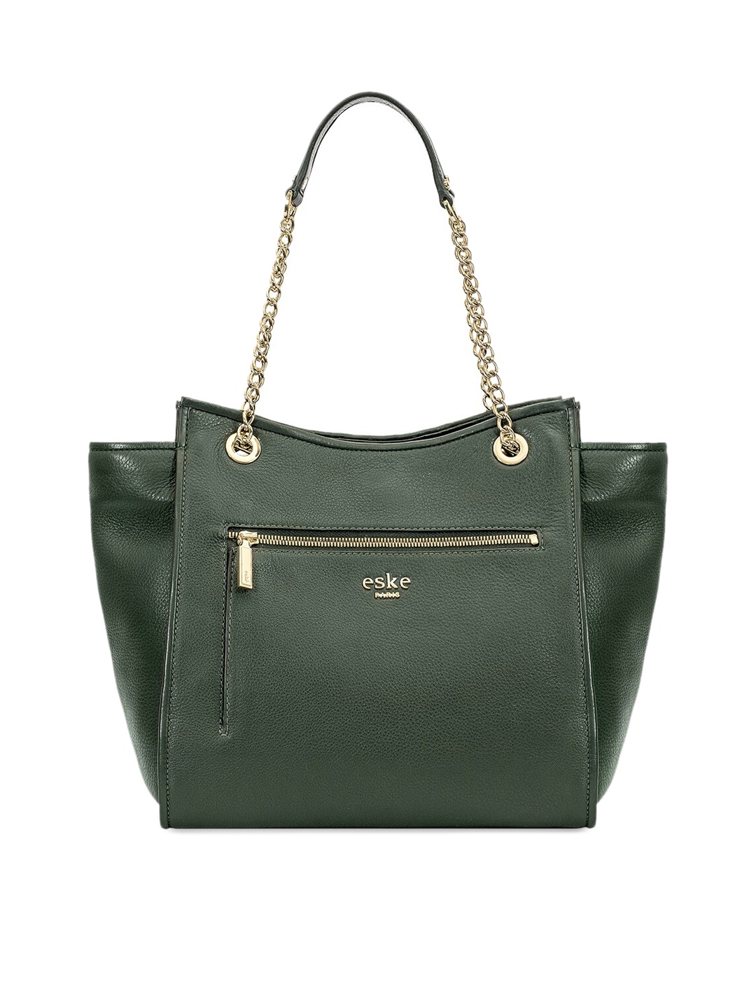 

Eske Green Self Design Shoulder Leather Bag