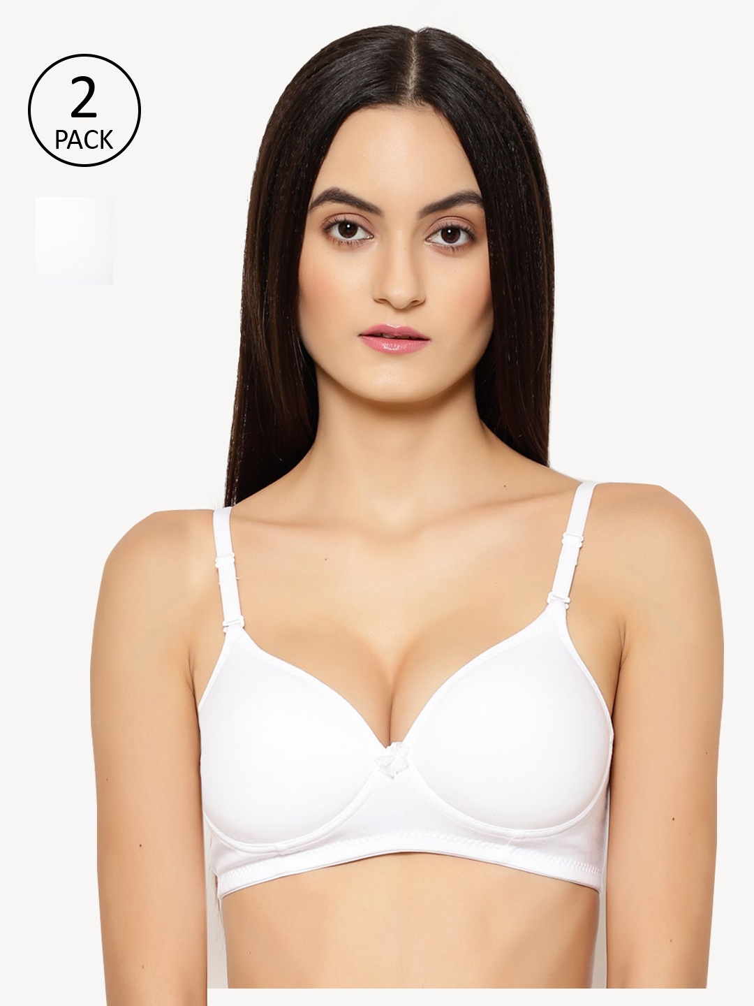 

Floret Pack of 2 Heavily Padded Medium-Coverage Non-Wired Seamless Push-Up Bra, White