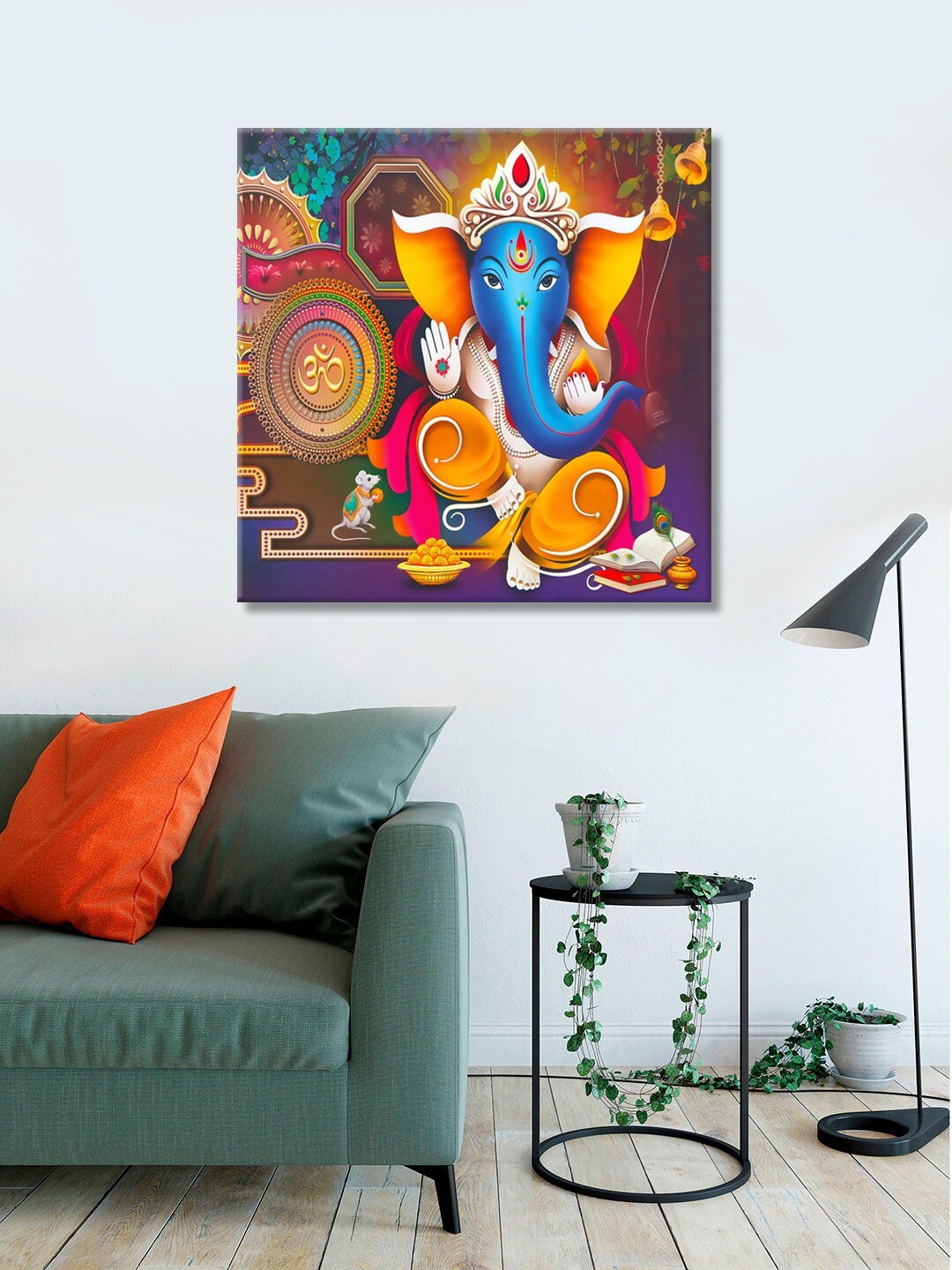 

999Store Blue & Orange Lord Ganesha Canvas Wall Art