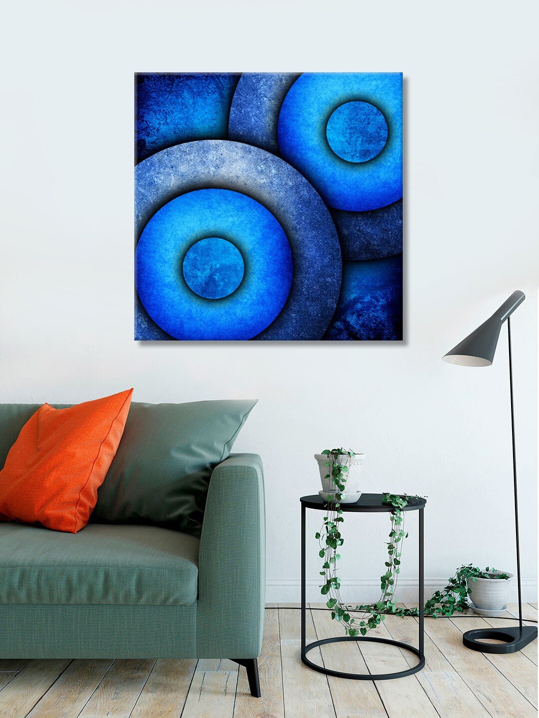 

999Store Bilder Mit Kreisen Blue Canvas Wall Art Painting