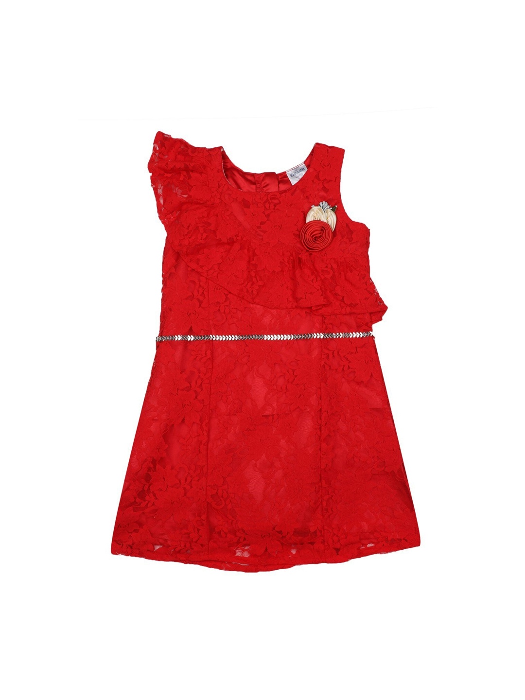 

Doodle Girls Red Self Design A-Line Dress