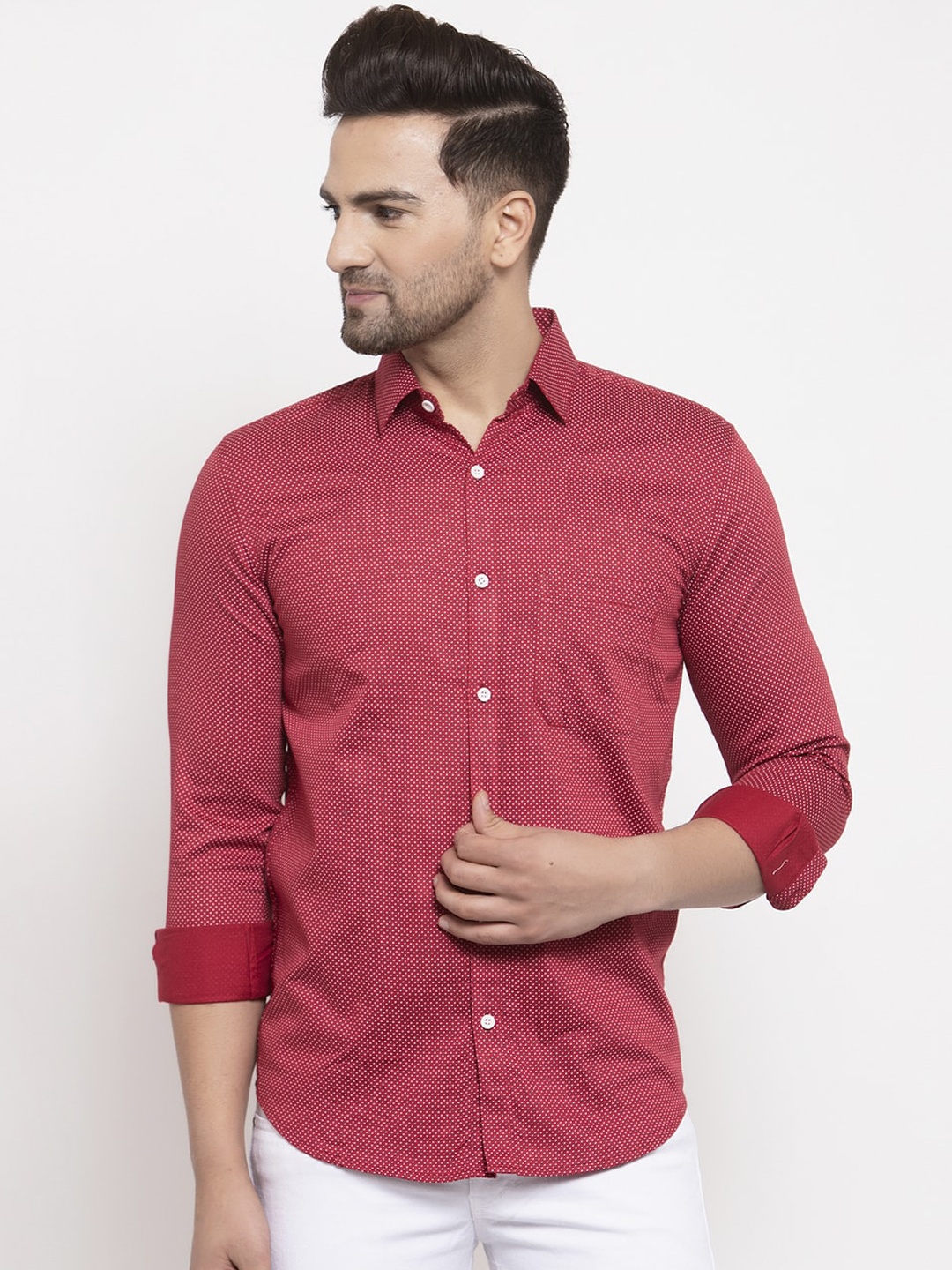 

JAINISH Men Maroon Smart Regular Fit Solid Casual Shirt
