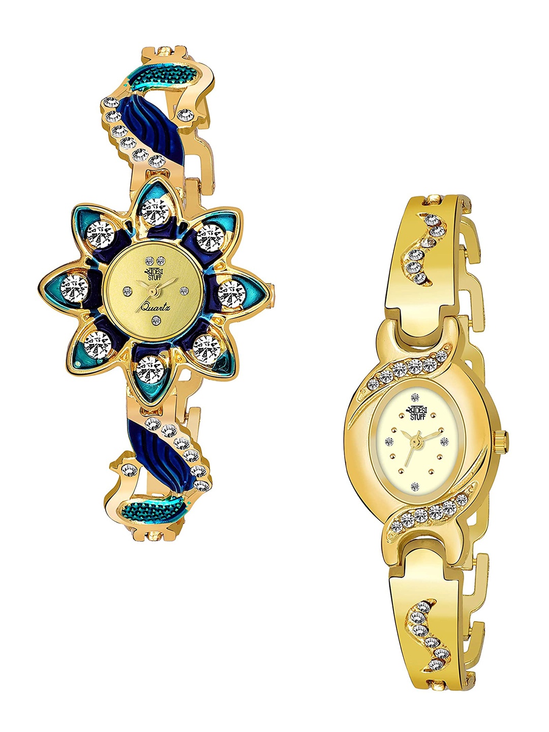 

SWADESI STUFF Girls Gold Set of 2 Analogue Watch SWBG & S MODEL