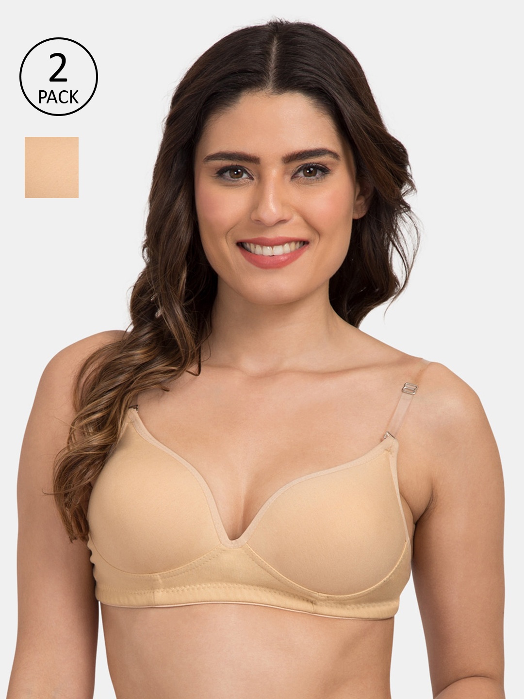 

Tweens Pack of 2 Beige Solid Non-Wired Heavily Padded Everyday Bras TW-915900-2PC