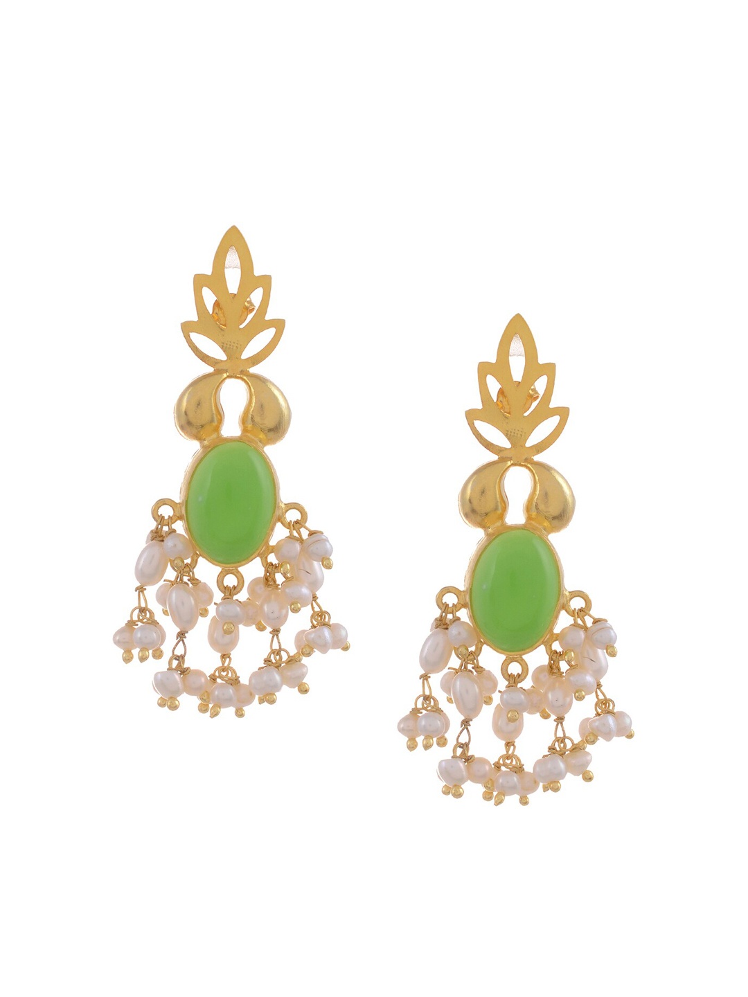 

Silvermerc Designs Gold-Plated & Green Antique Classic Drop Earrings