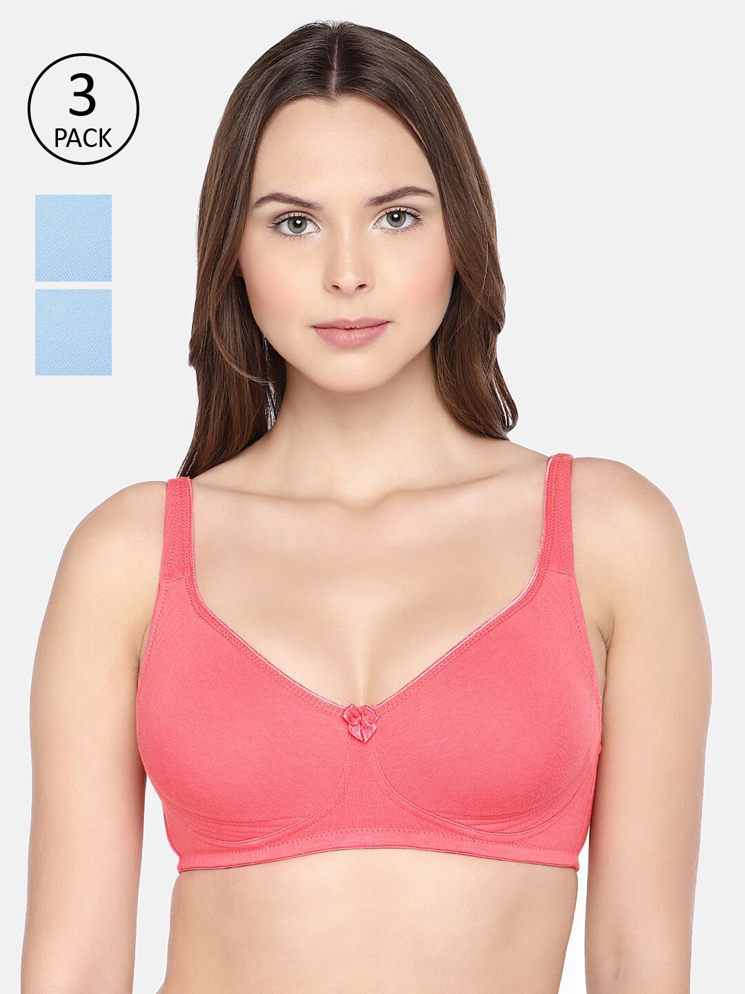 

Inner Sense Pack of 3 Organic Cotton Antimicrobial Seamless Side Support Bra ISB057, Pink