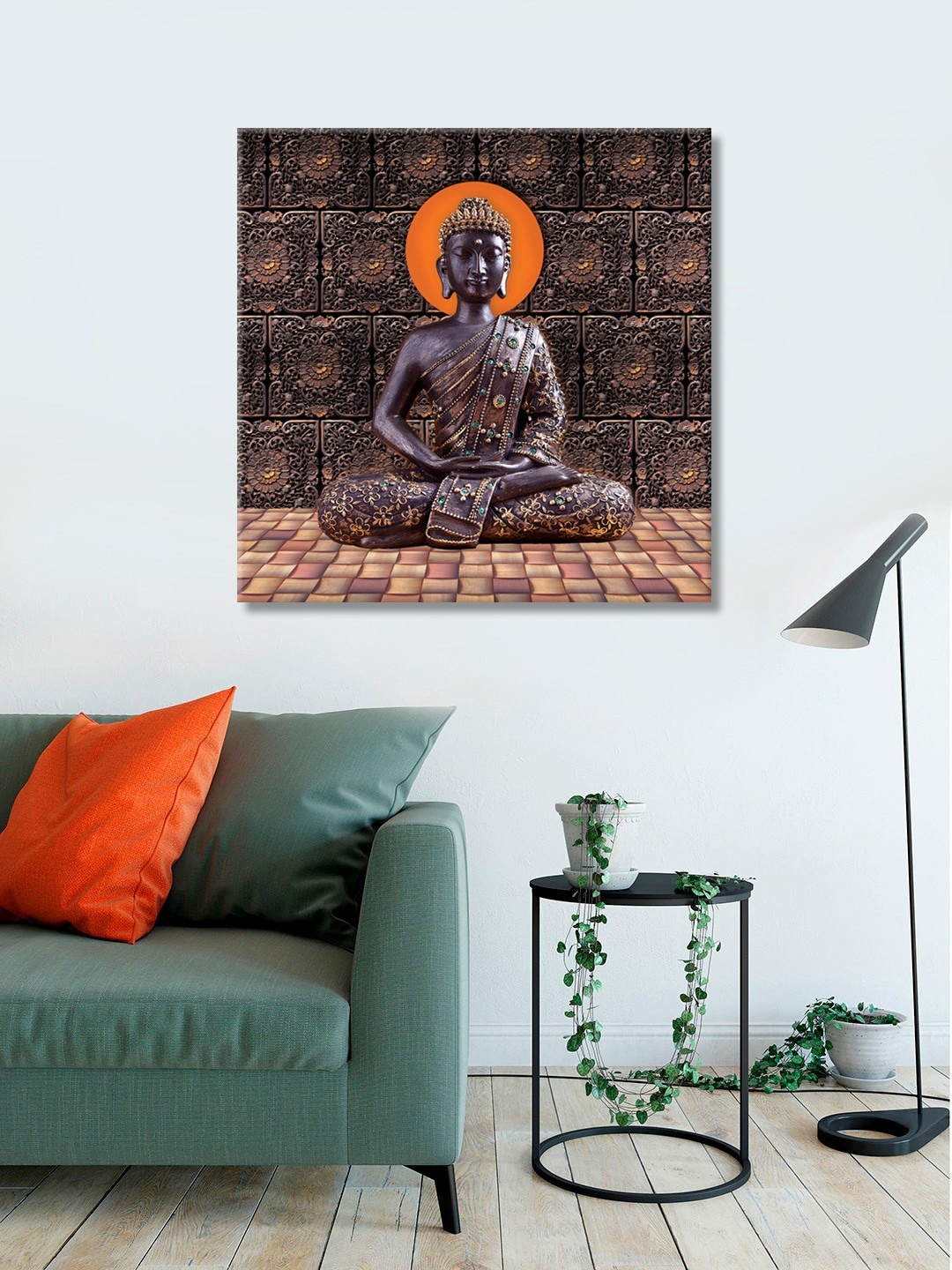 

999Store Brown & Orange Buddha Wall Painting