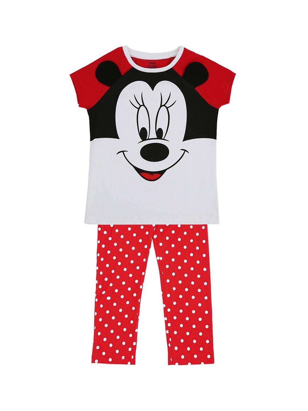 

Pantaloons Junior Girls Grey & Red Printed Night suit