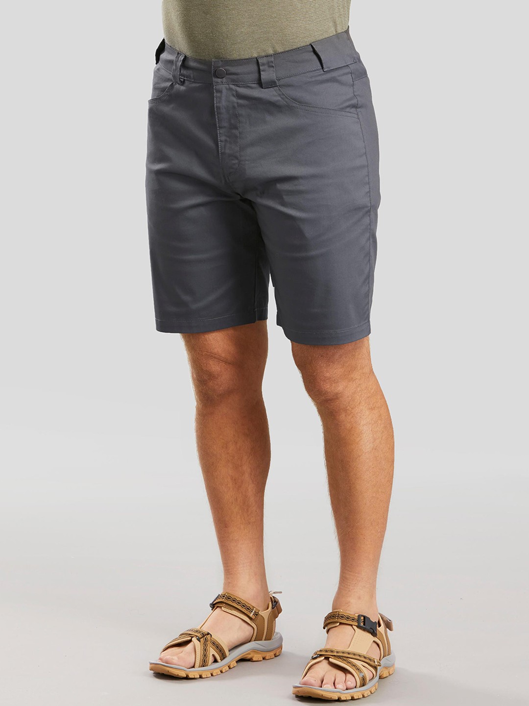 

Quechua By Decathlon Men Grey Solid Regular Hiking and Trekking Shorts