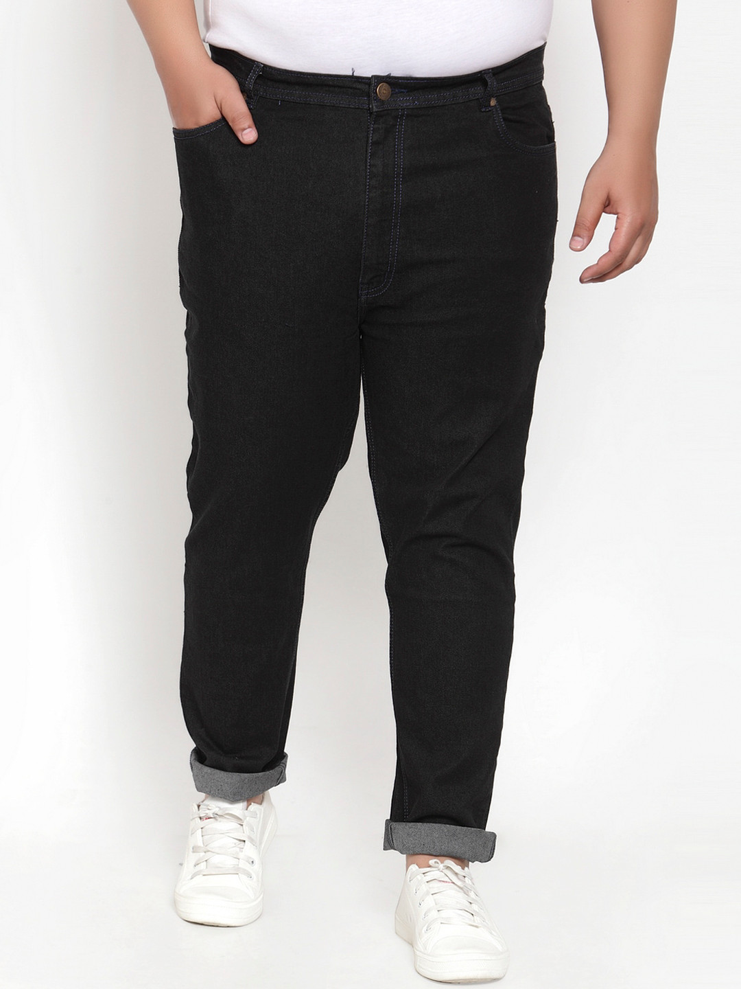 

plusS Men Black Regular Fit Mid-Rise Clean Look Jeans