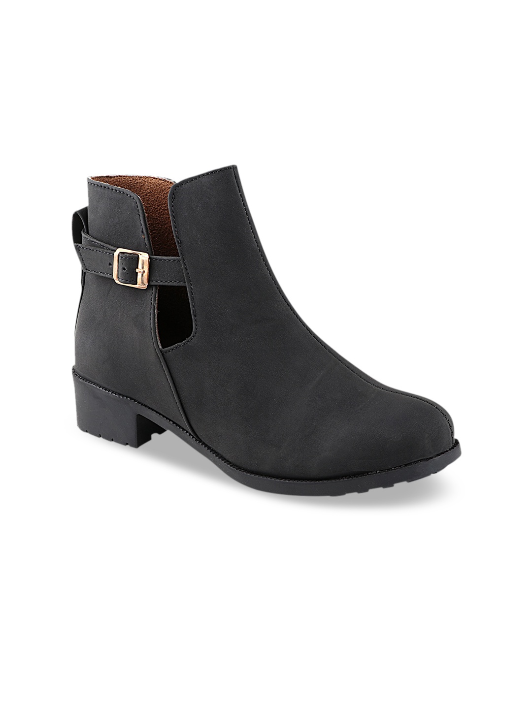 

Shoetopia Women Black Solid Heeled Boots