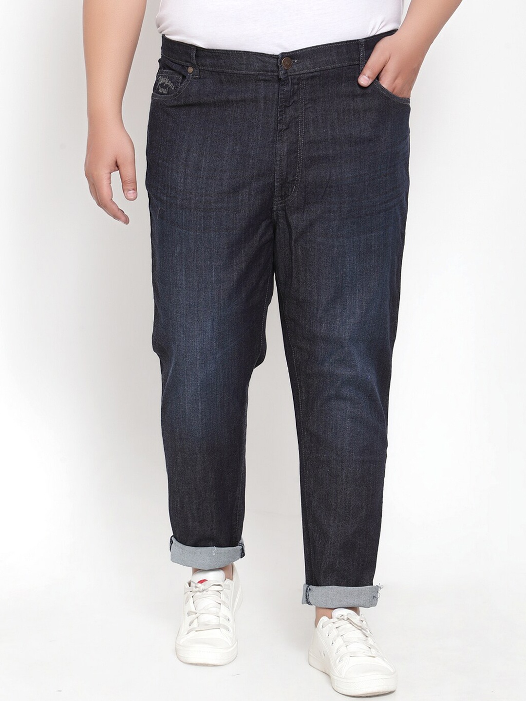 

plusS Men Navy Blue Regular Fit Mid-Rise Clean Look Jeans