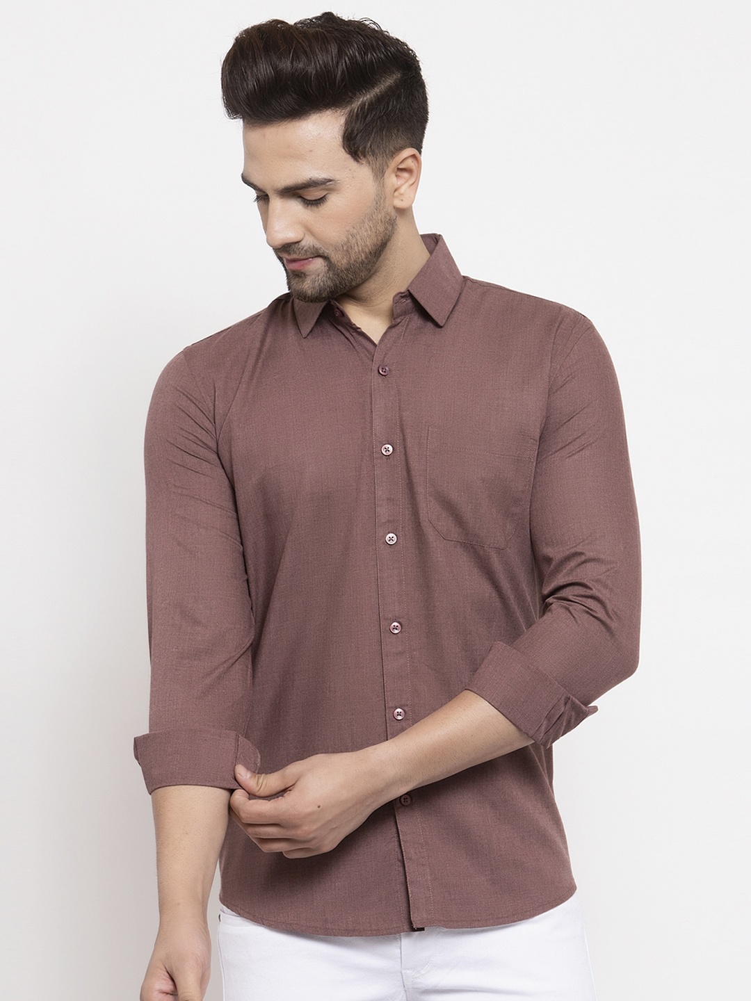 

JAINISH Men Brown Smart Regular Fit Solid Casual Shirt