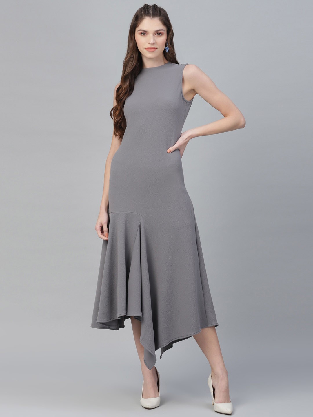 

Athena Women Grey Self Design Maxi Dress