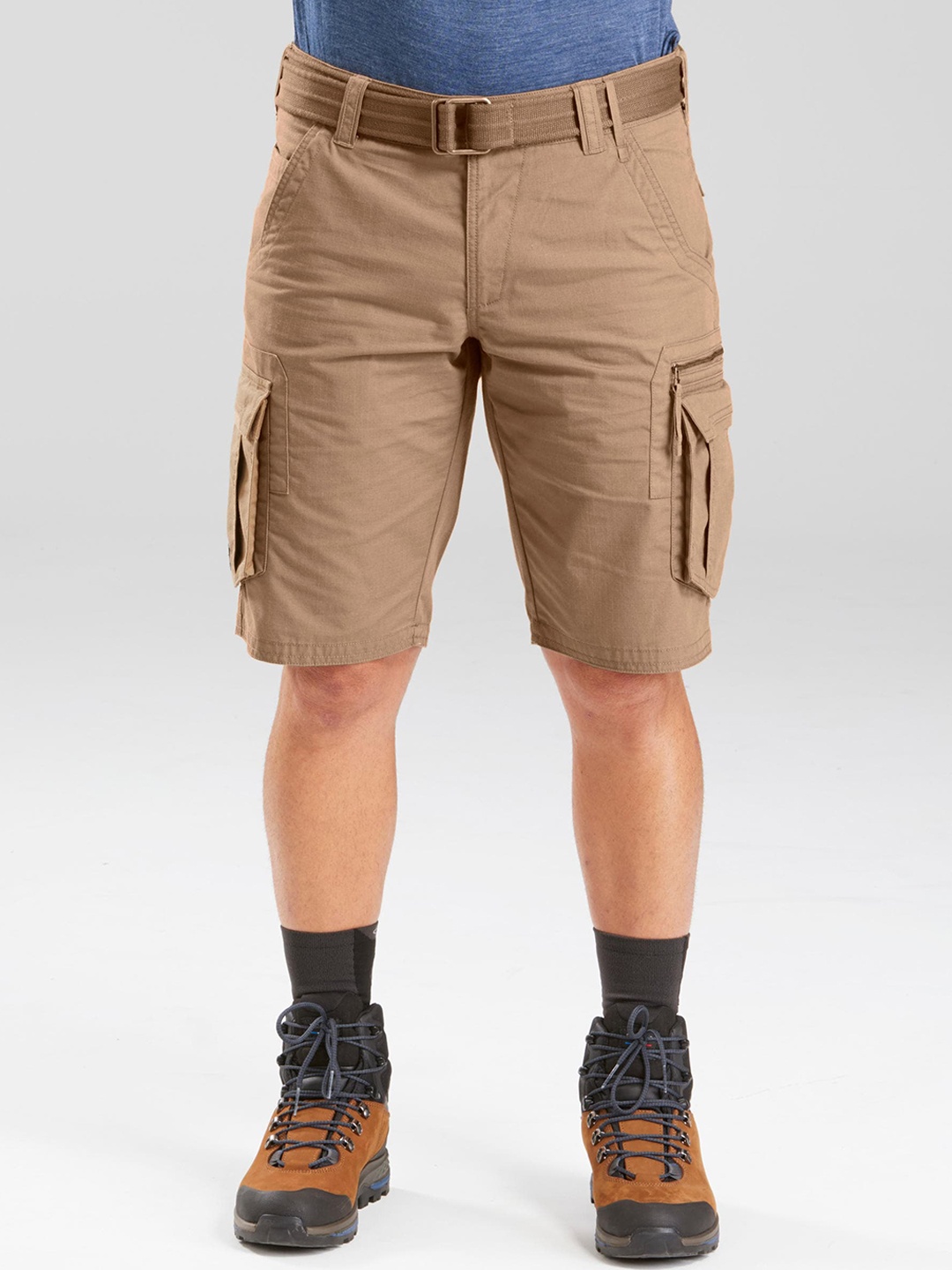 

FORCLAZ By Decathlon Men Brown Multipocket Travel Cargo Shorts