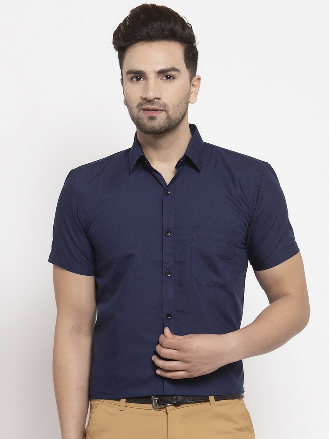 

JAINISH Men Navy Blue Smart Regular Fit Solid Formal Shirt