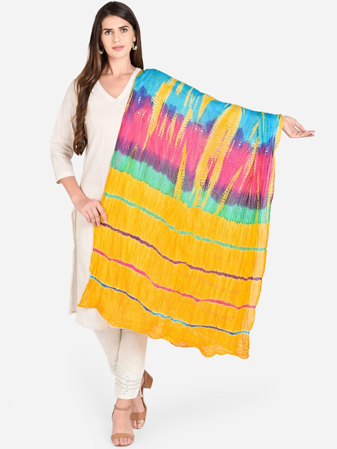 

Dupatta Bazaar Multicoloured Leheriya Printed Dupatta, Multi