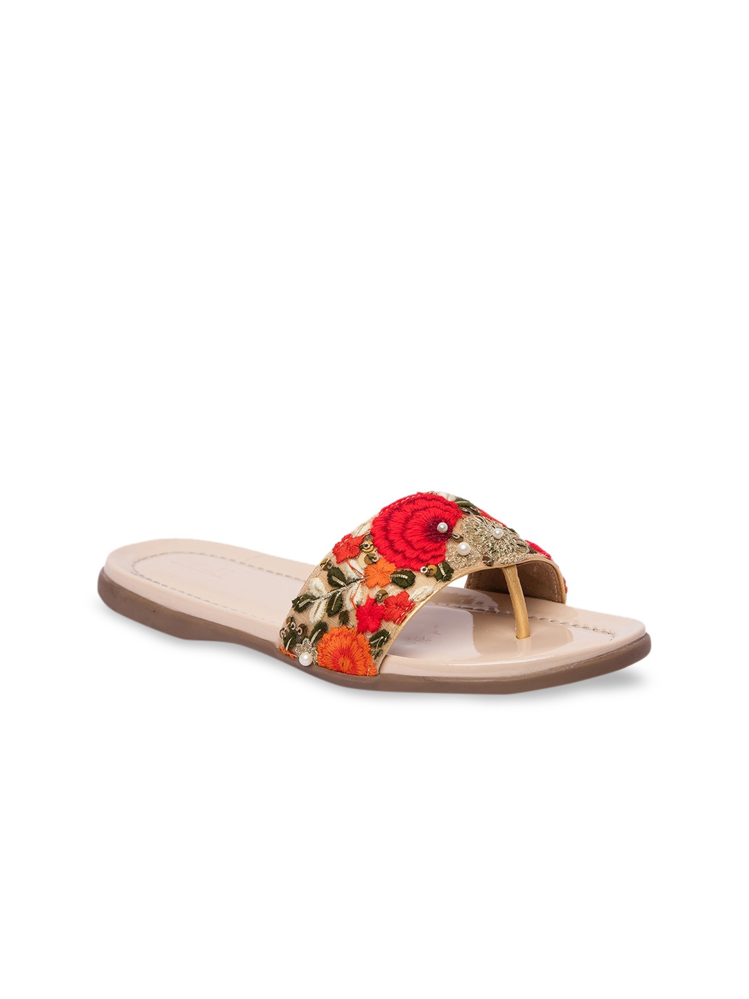 

Inc 5 Women Red & Beige Embellished Open Toe Flats
