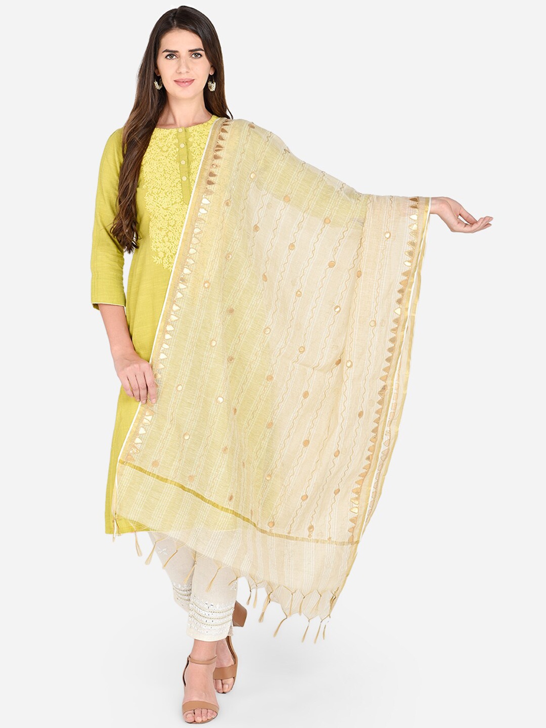 

Cotton Dupatta Bazaar Beige Gotta Patti Embroidered Cotton Dupatta