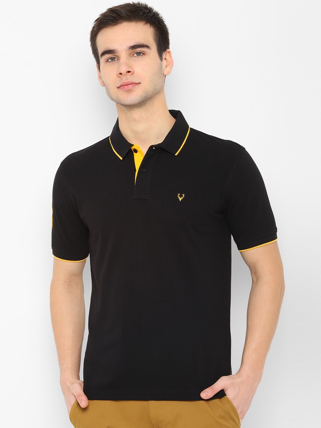 

Allen Solly Men Black Solid Polo Collar T-shirt