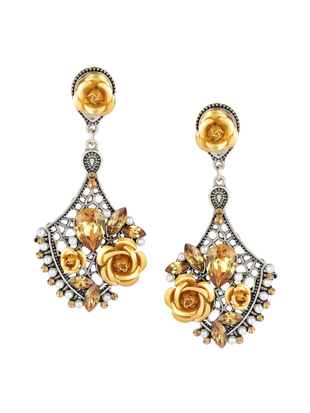 

DESI COLOUR Silver-Toned Contemporary Drop Earrings