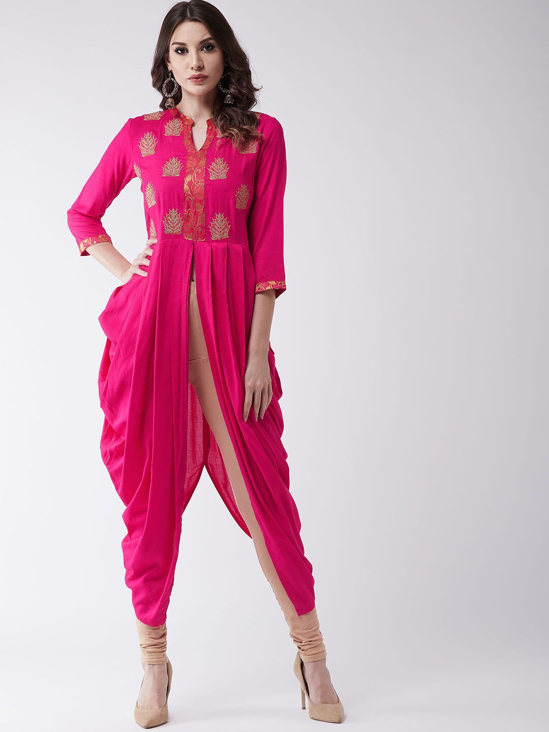 Pannkh Women Pink Embroidered Cowl Kurta