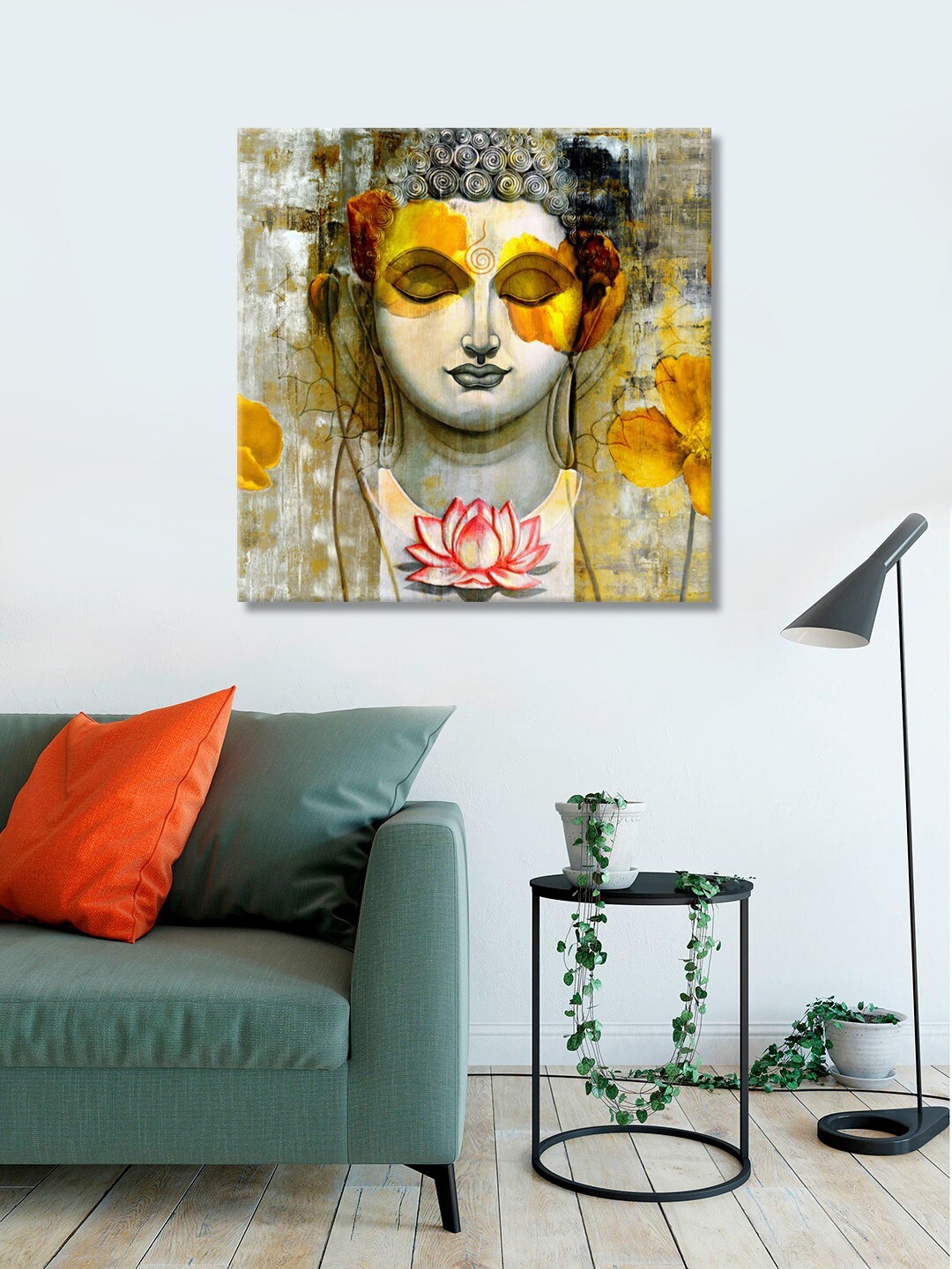 

999Store Brown & White Hand-Painted Buddha Face Wall Painting