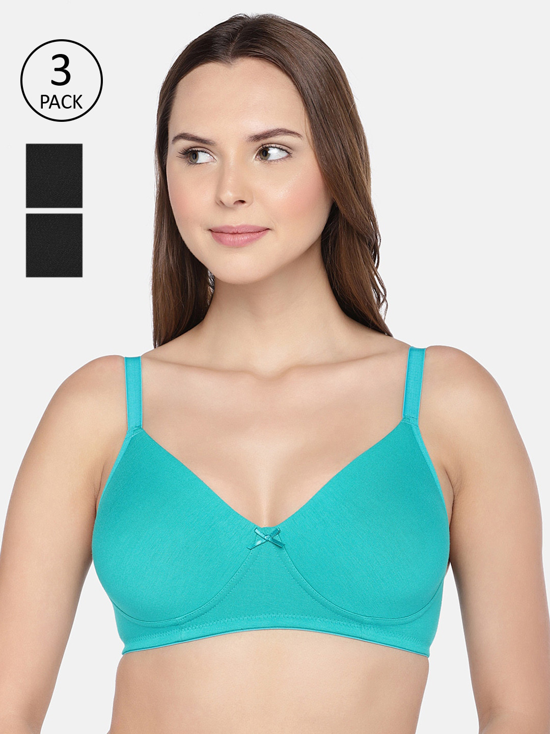 

Inner Sense Pack of 3 Organic Cotton Antimicrobial Seamless Everyday Sustainable Bra ISB084, Green