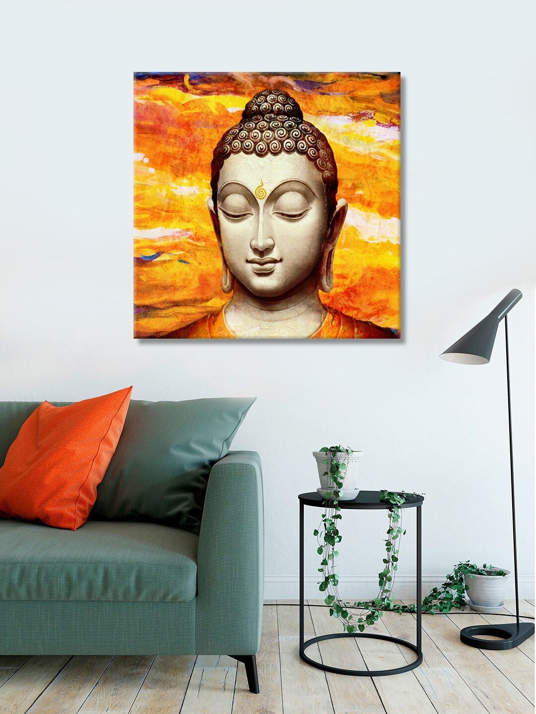 

999Store Brown Printed Buddha Canvas Wall Art