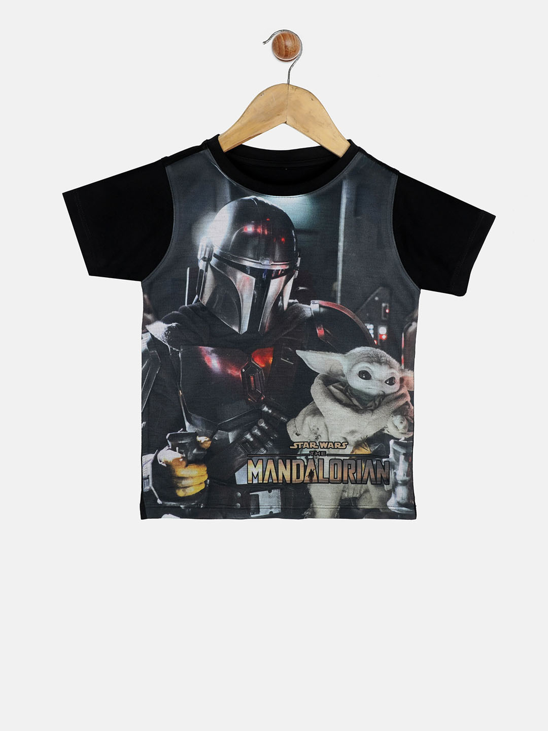

YK Star Wars Boys Grey Star Wars Mandalorian Print Round Neck T-shirt