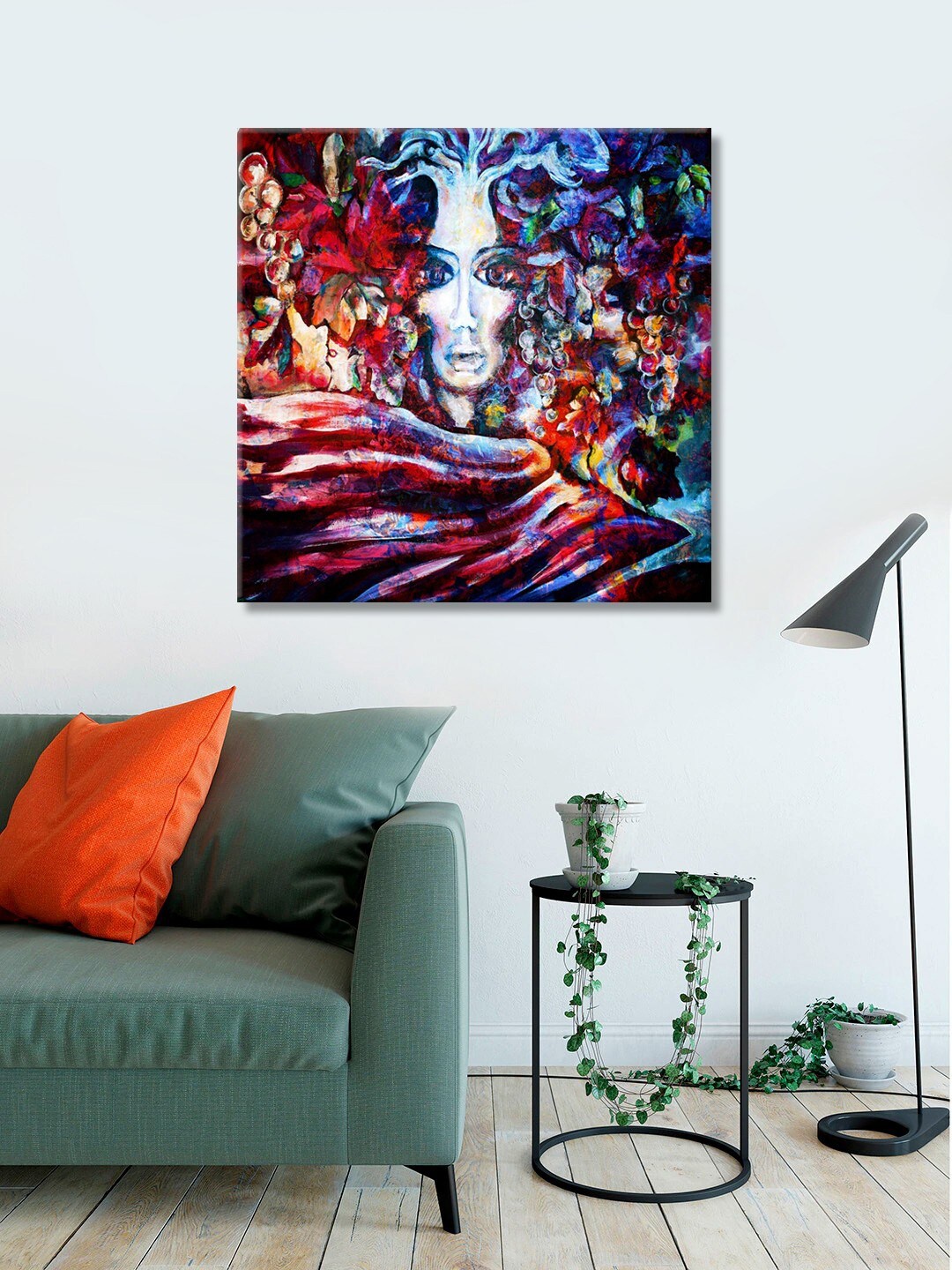 

999Store Multicoloured Portrait Lady Face Wall Painting, Multi