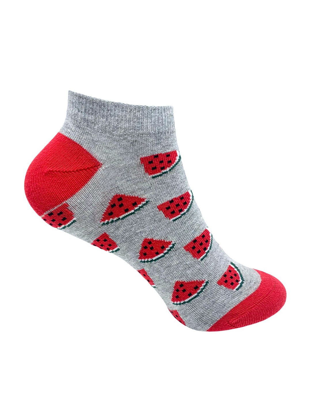

Mint & Oak Women Grey Melange Patterned What-A-Melon Ankle Length Socks