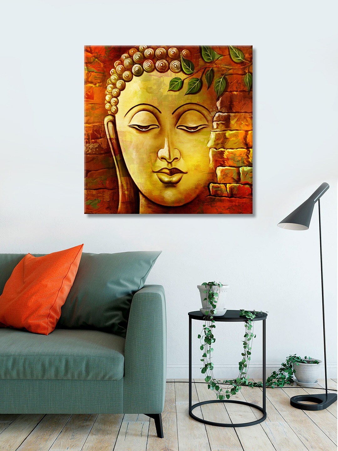 

999Store Brown Printed Buddha Canvas Wall Art