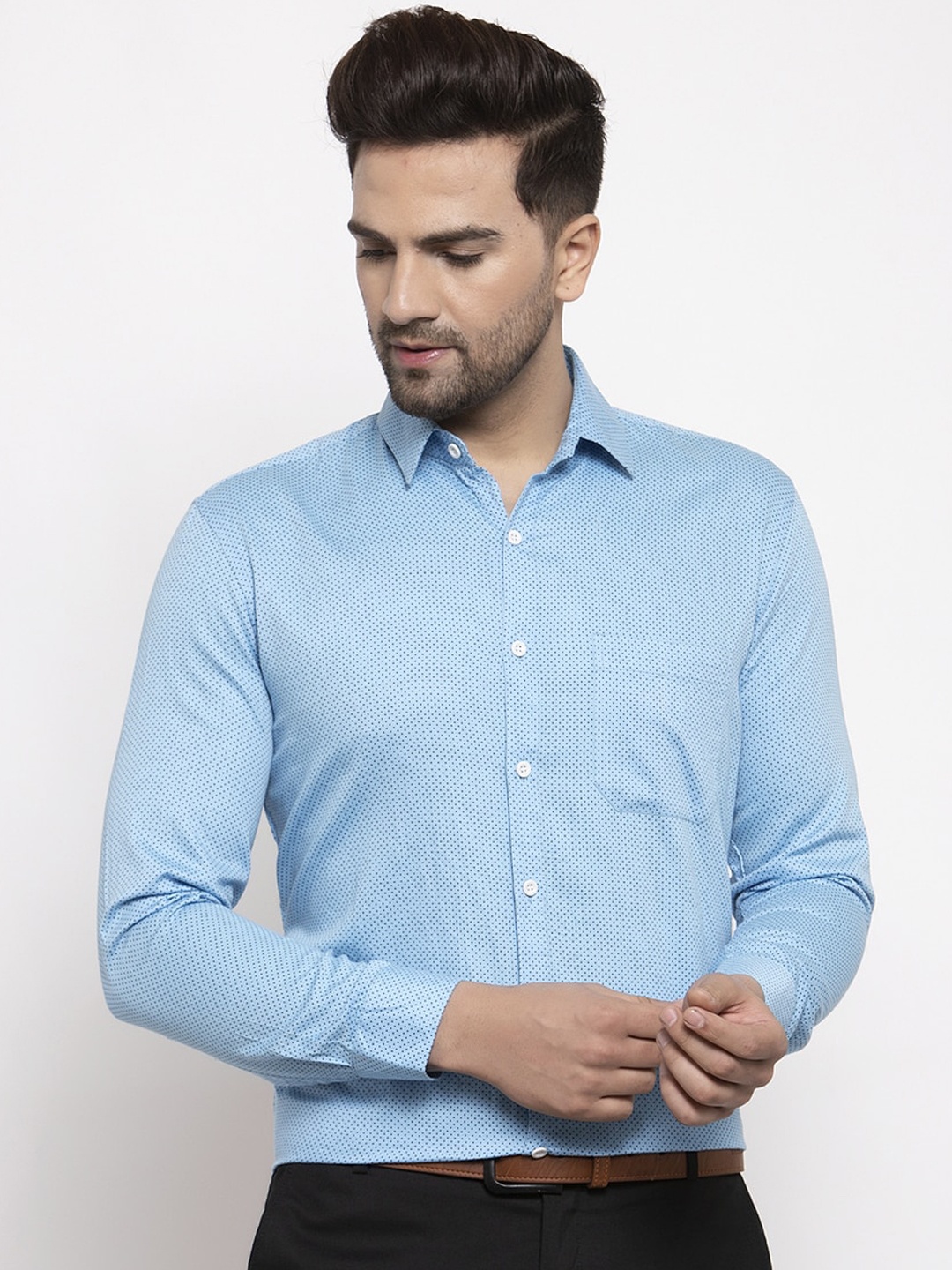 

JAINISH Men Blue Smart Regular Fit Printed Formal Shirt