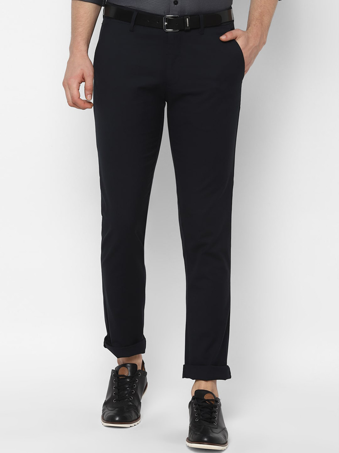 

Allen Solly Men Navy Blue Slim Fit Solid Regular Trousers