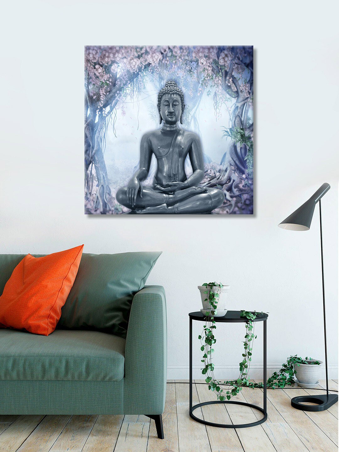 

999Store Charcoal Grey Printed Buddha Canvas Wall Art