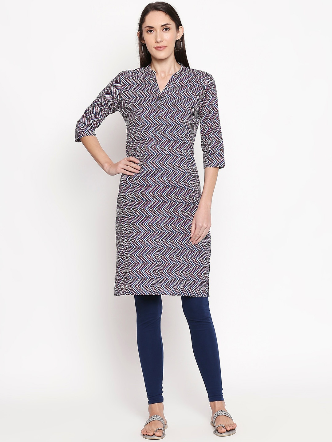 

RANGMANCH BY PANTALOONS Women Multicoloured Printed Straight Kurta, Multi
