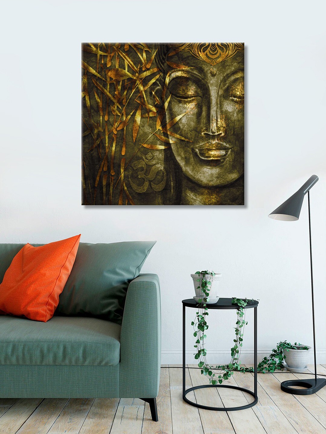 

999Store Black & Gold colored Buddha Face & Tress Wall Art