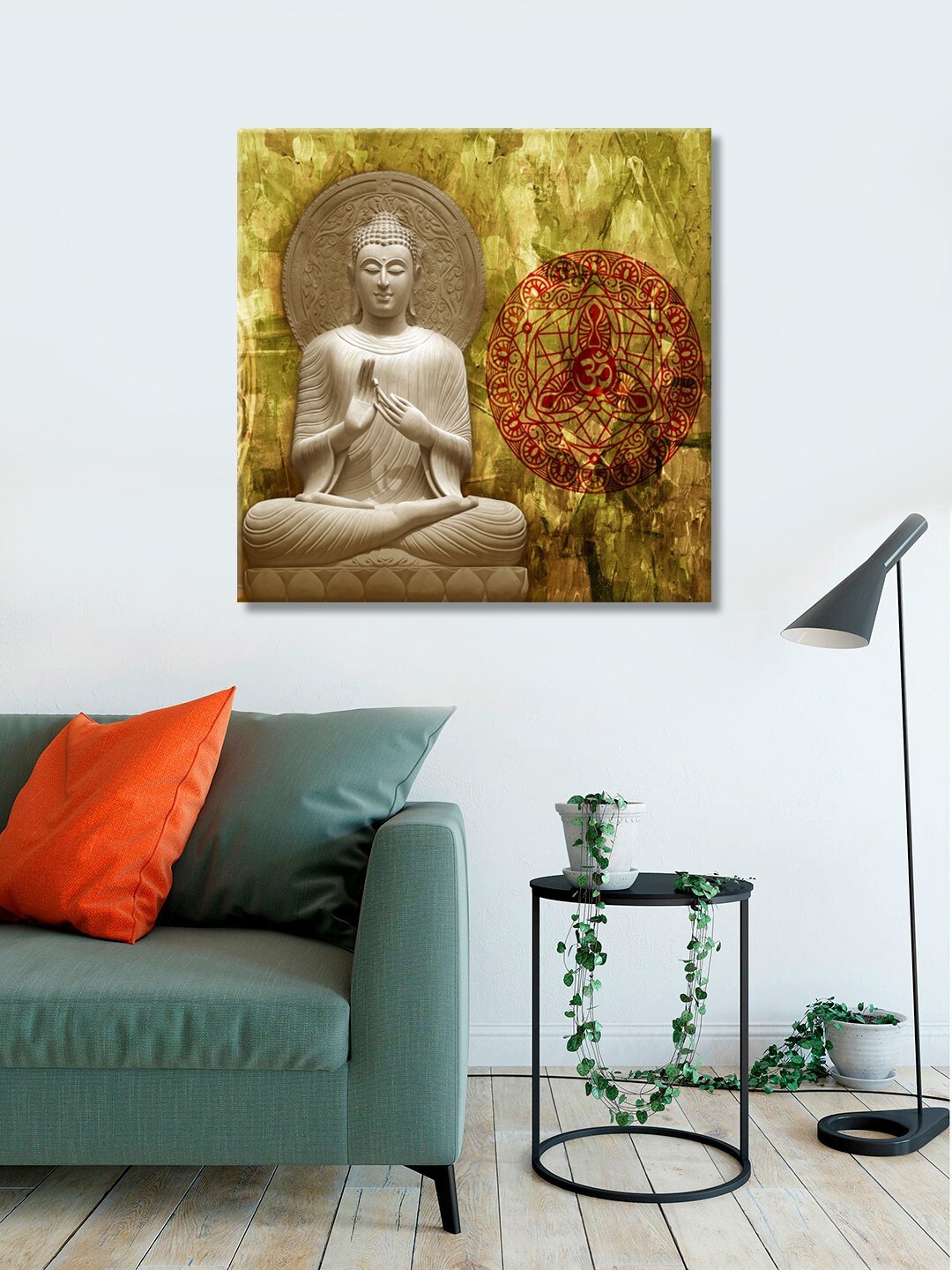 

999Store Green & Off-White Lord Buddha Canvas Wall Art